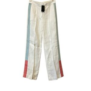 NWT J. Crew Collection Snakeskin Stripe Trouser 100% linen tuxedo stripe size 6